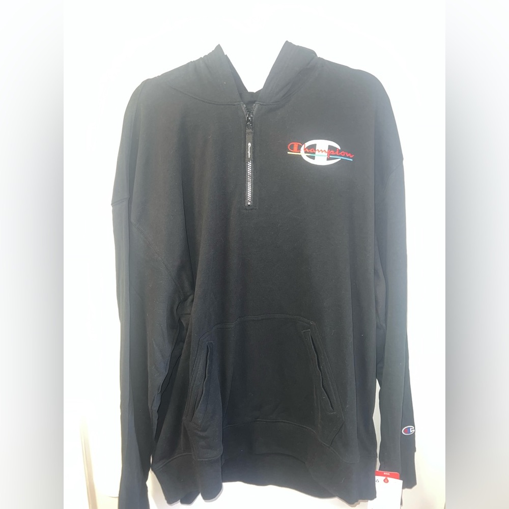 Black champion hoodie with 1/4 zip nwt